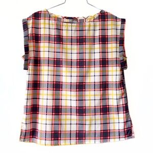 Chai Fashions Plaid Sleeveless Top Size S